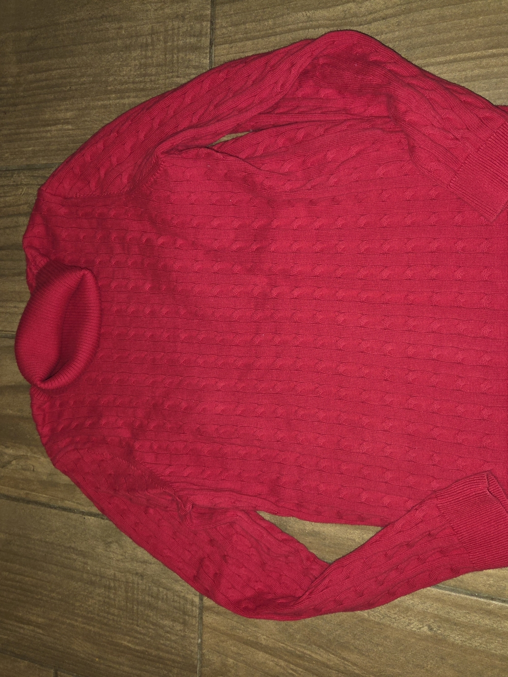Lands' End Bright Red Cable Turtleneck Sweater